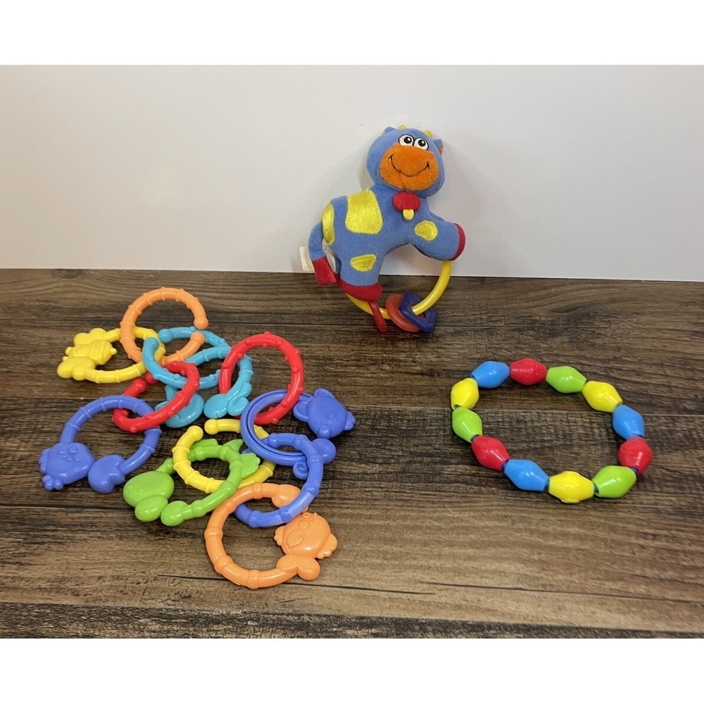 Baby Toy Lot Bead Animal Links Rings Plush Horse Teethers Colors Infant Play